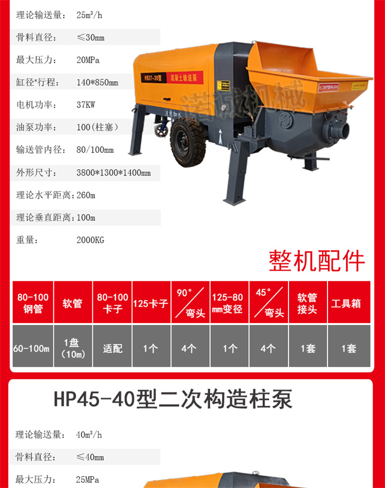 Concrete pump for Nuocheng Coal Mine Construction site Building pouring pump Grouting pump Fine stone mortar pump