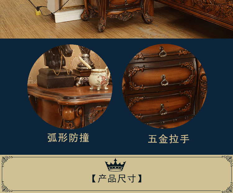 European style leather double bed customization factory French style full solid wood carved villa master bedroom antique wedding bed customization manufacturer