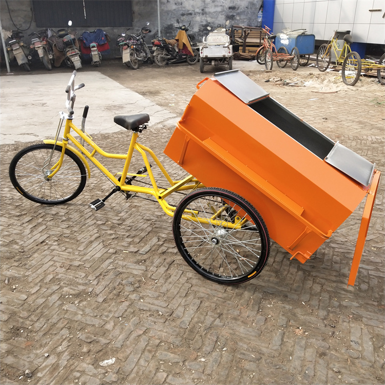 Supply community property, pedal sanitation tricycle, self unloading, manual cleaning, garbage removal vehicle