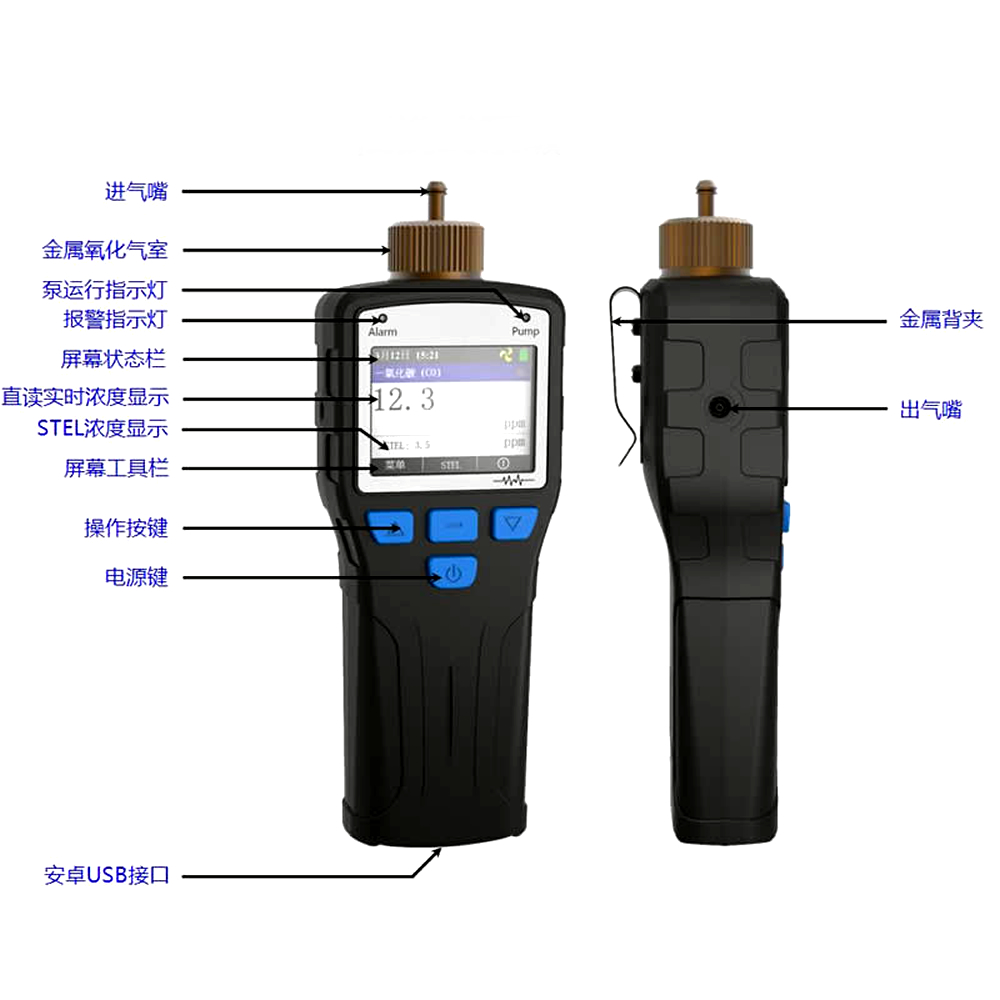 Ediel ZP200-O3 handheld pump suction gas detector with built-in air pump for easy portability