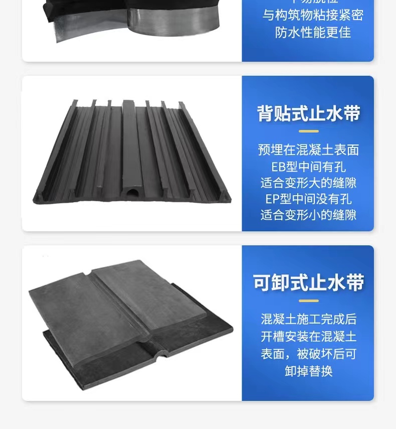 Huiye 651 medium buried back stick external stick U-shaped aqueduct detachable steel edge rubber waterstop with high quantity and low price manufacturer