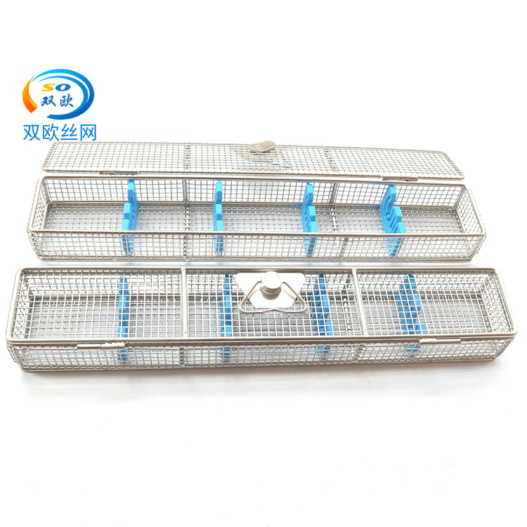 Endoscopic basket with lid, silicone bracket, instrument loading basket, medical cleaning and disinfection net basket