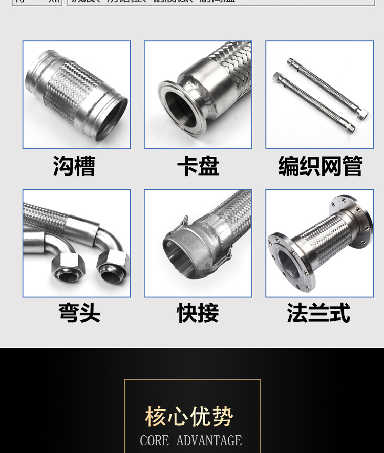 Chuck joint stainless steel hose metal corrugated PTFE hose DN150 pipe flange soft connection Yimao