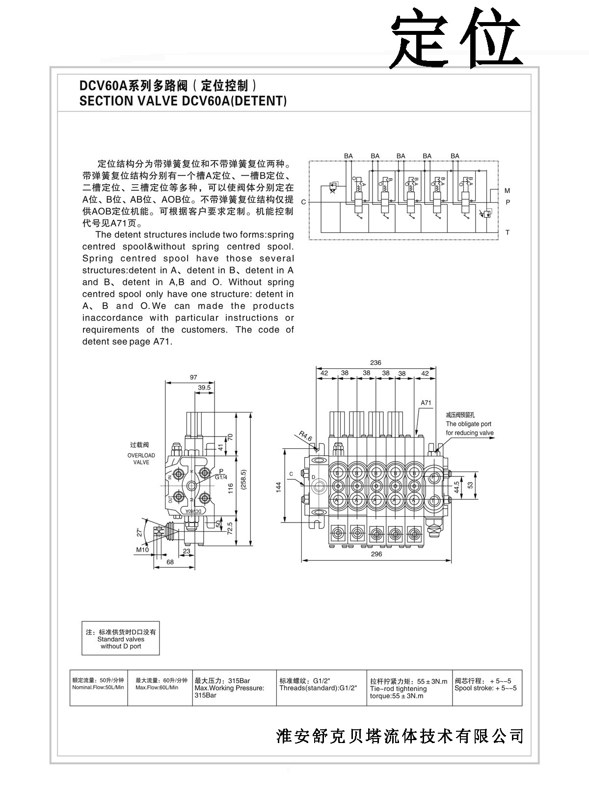 DCV60-2OQ series segmented manual pneumatic control multi way valve SKBTFLUID brand