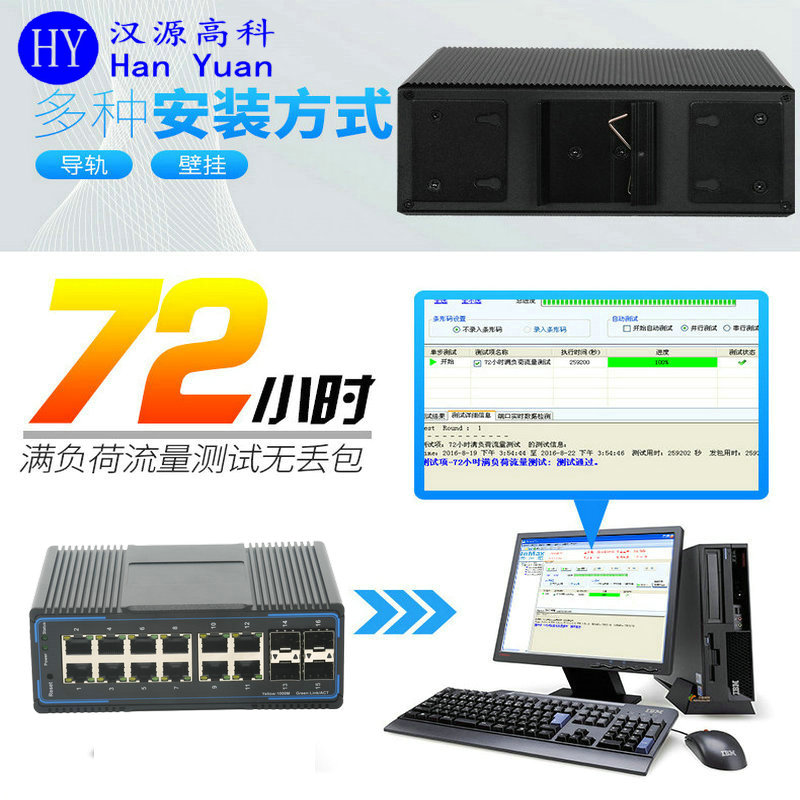 Gigabit 4 optical 12 electrical industrial Ethernet switch DIN rail type fiber self-healing ring network switch