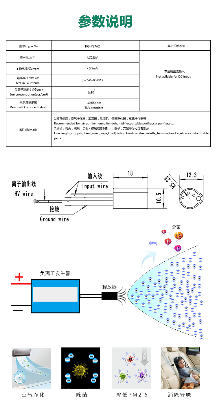 Chuangpu Yuanyuan Factory Home Appliance Hair Dryer, Straight Hair curler A200V Input Voltage, Subminiature Negative Ion Generator