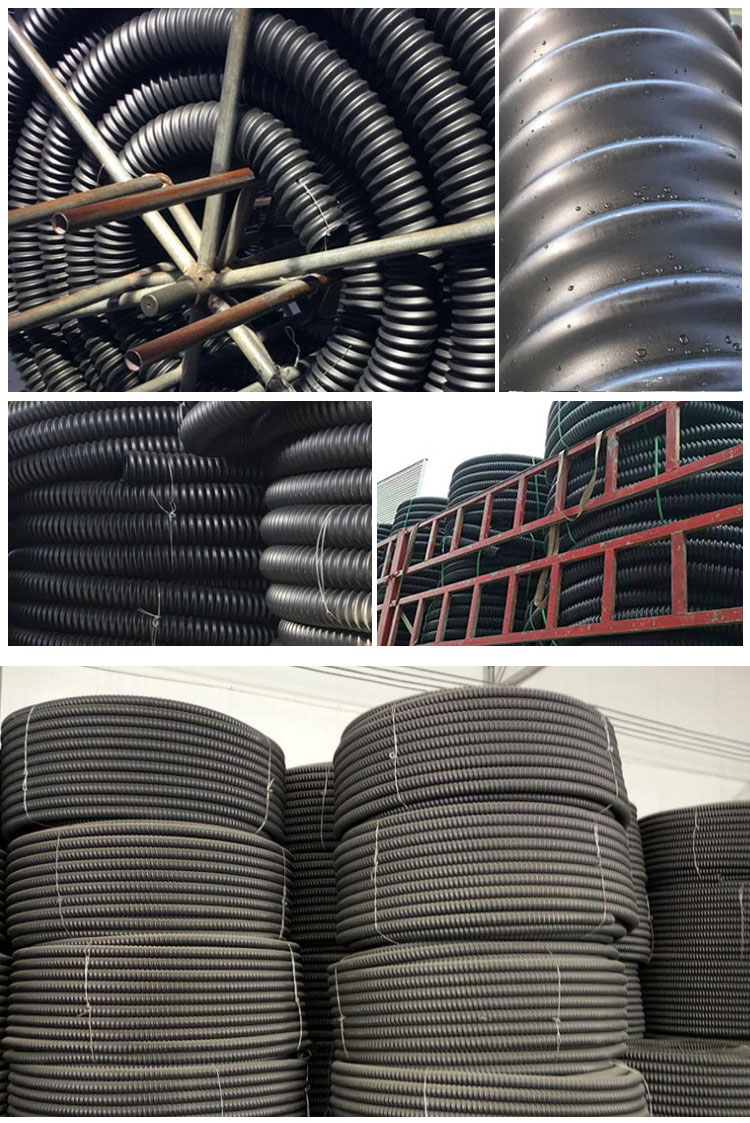 HDPE carbon pipe buried underground power sheath threading pipe, directly buried street lamp threading protection pipe, small black single wall corrugated pipe