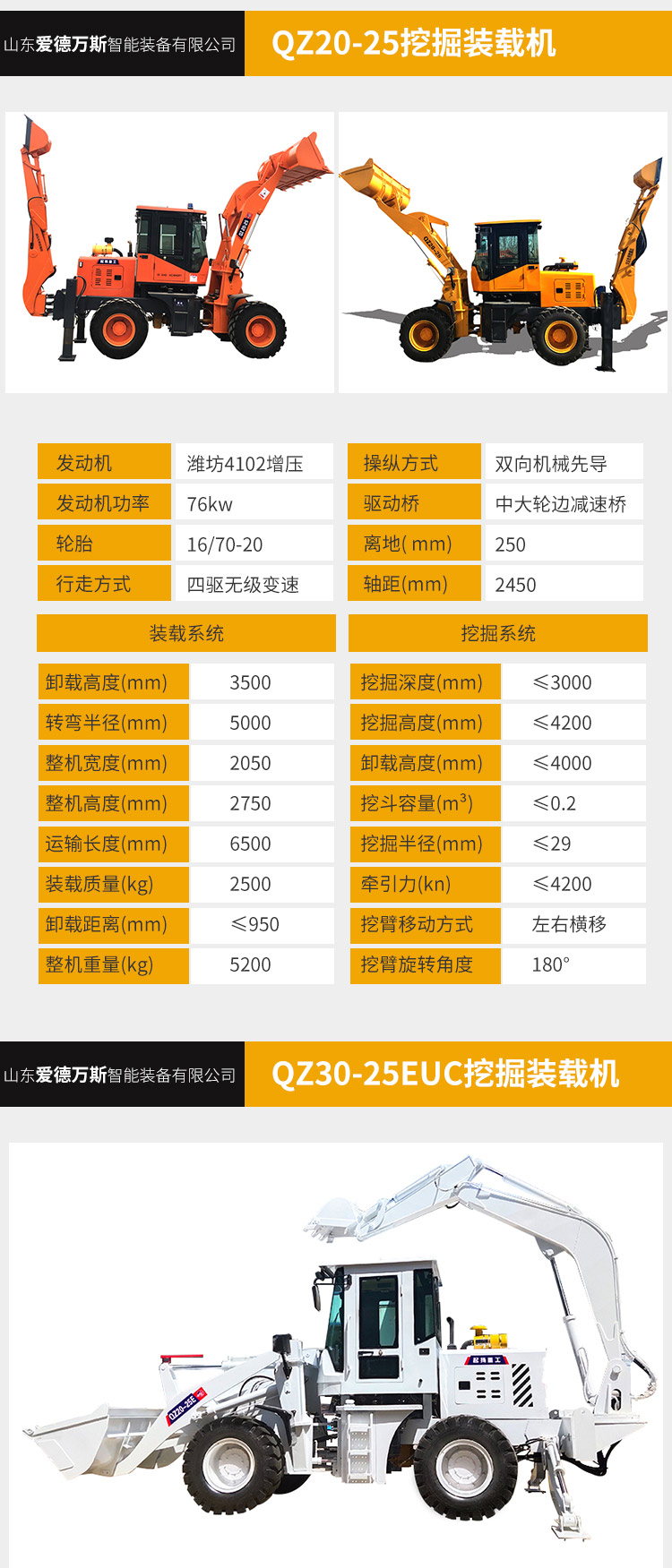 Backhoe loader can be installed with bucket body to stably lift 30-25EUC two end busy forklift