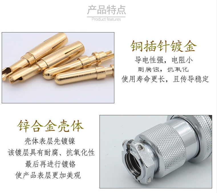 Aviation plug flange connector GX25-4 core copper core gold-plated dust cover DF25 M25 round female seat