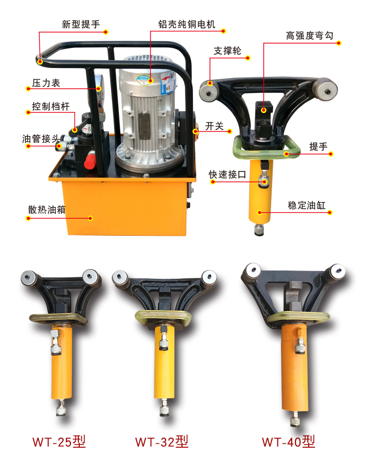 Portable hydraulic steel bar bending machine, straightening machine, bending and straightening integrated machine, type 32 pile head steel bar bending and straightening machine