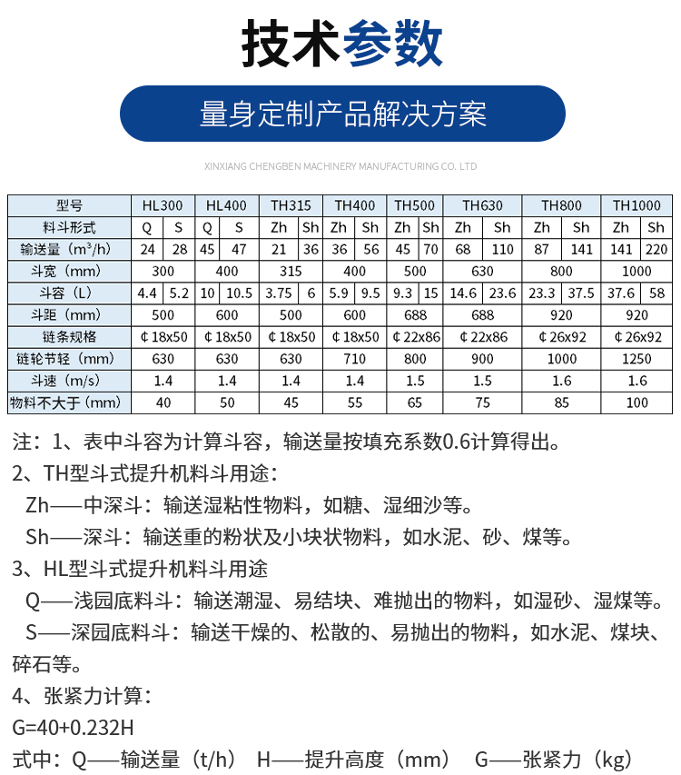 TH HL Vertical Bucket Elevator Loose Material Plate Chain Double Plate Chain Bucket Elevator