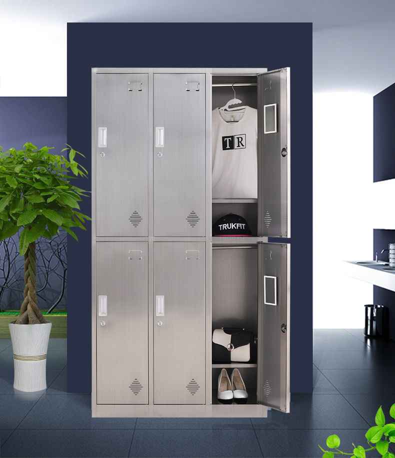 201 stainless steel employee storage cabinet, multi door lockable locker, office information cabinet