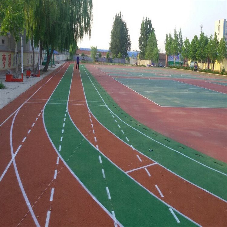 塑胶跑道学校操场体育13mm红色塑胶地面透气型