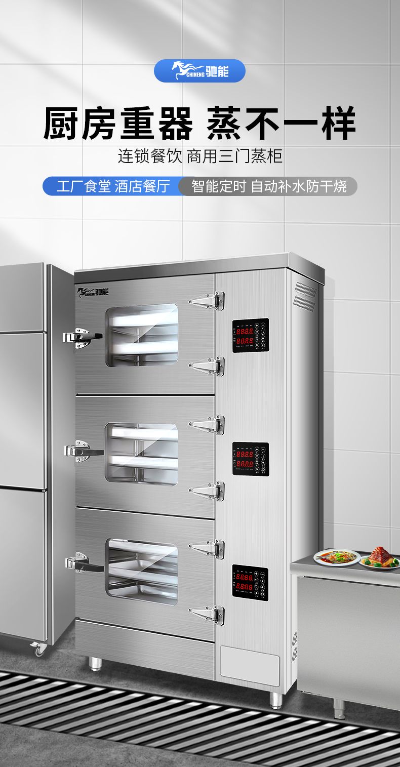 Chineng Two Door Three Door Commercial Electric and Gas Dual Purpose Intelligent Steamer Steaming Seafood Steaming Fish Stewing Soup Steaming Cabinet