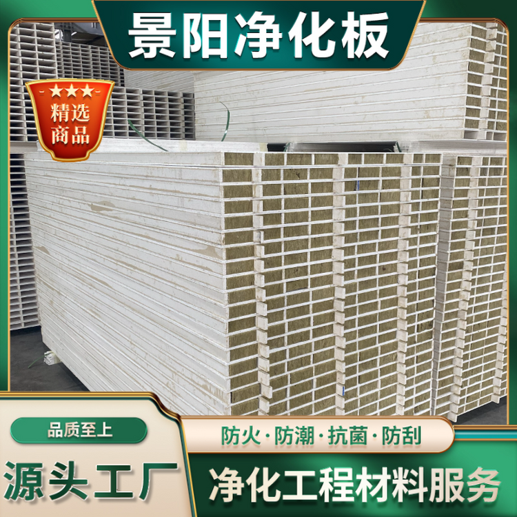 玻镁岩棉净化板加工定制 实验室无尘车间洁净板厂家 景阳