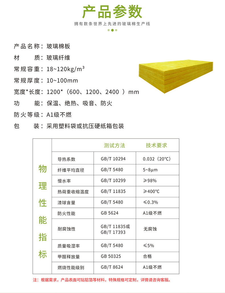 Sticking aluminum foil on external wall fireproof centrifugal Glass wool plate reinforced aluminum foil facing Glass wool Utterson