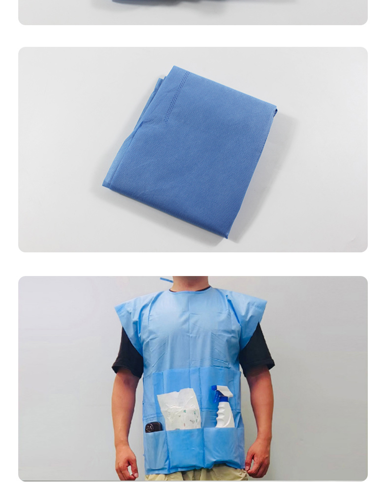 Hongda Sanitary Materials Disposable Blue Sleeveless Waterproof and Stain Proof Apron, Dust Proof and Breathable Independent Packaging