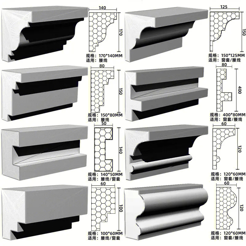 External wall eps foam line installation matched with stone like paint construction contractor material Hengyi Building Materials