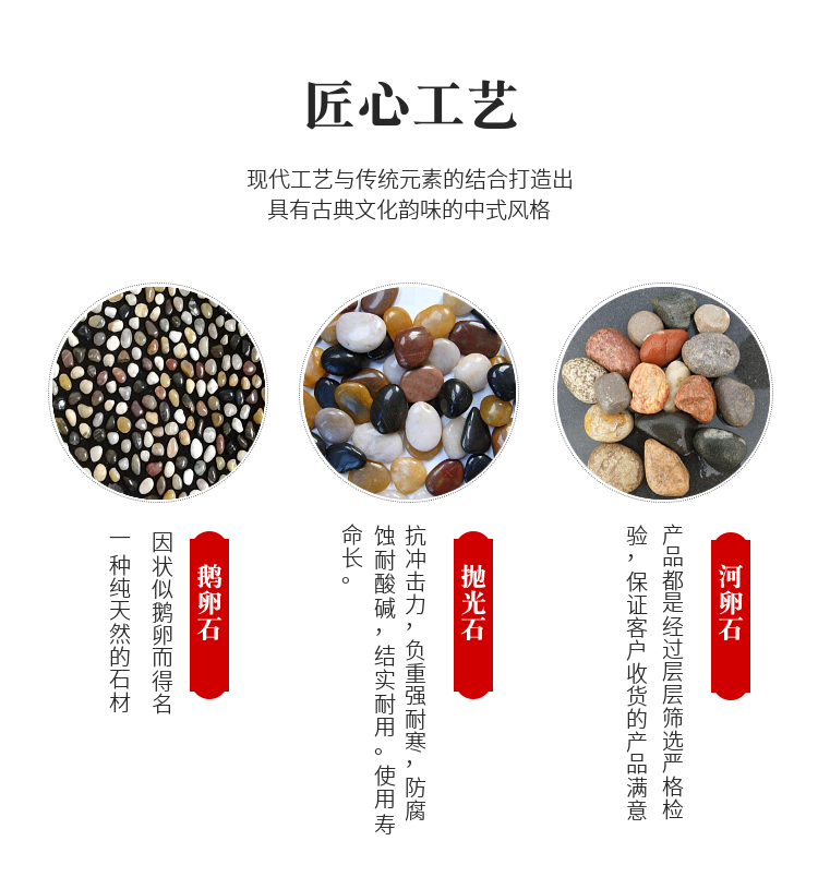 Jiangshihui Natural Colorful Stone Garden Material Water Brushed Stone Wash Rice Stone Ground