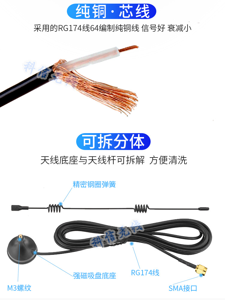 Manufacturer customized spot wholesale 2.4g small suction cup antenna omnidirectional high gain wifi 3-meter cable length