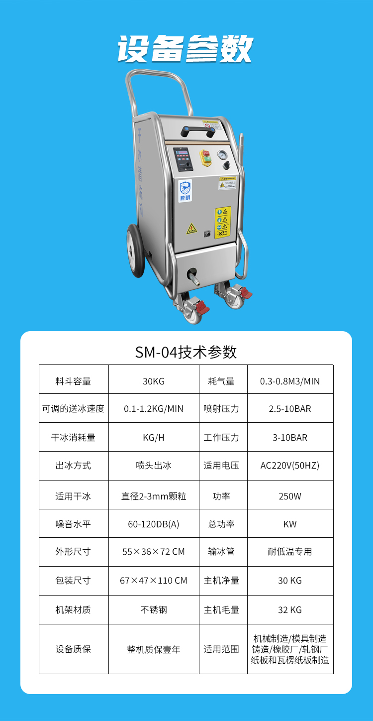 Dry ice cleaning machine Injection mold construction, oil stain, burr, flaring, cleaning of industrial equipment, electrical equipment