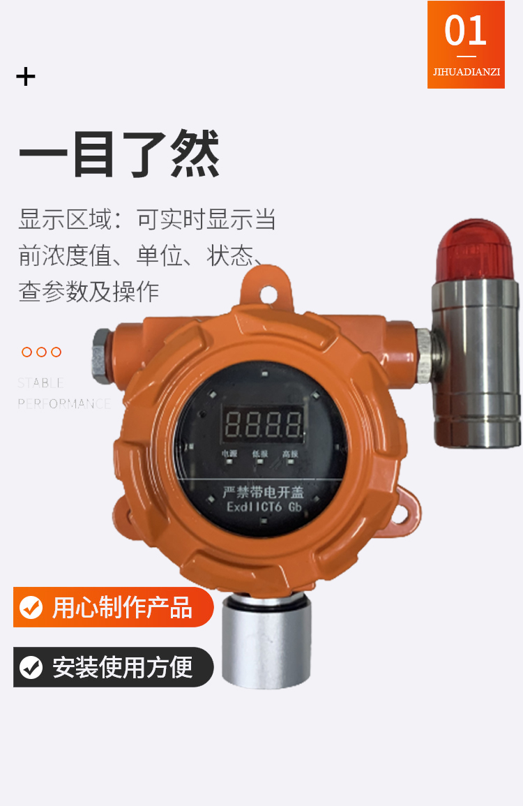 Gas detector fixed OLED hydrogen sulfide gas detection alarm IP66 explosion-proof Chenjing Technology