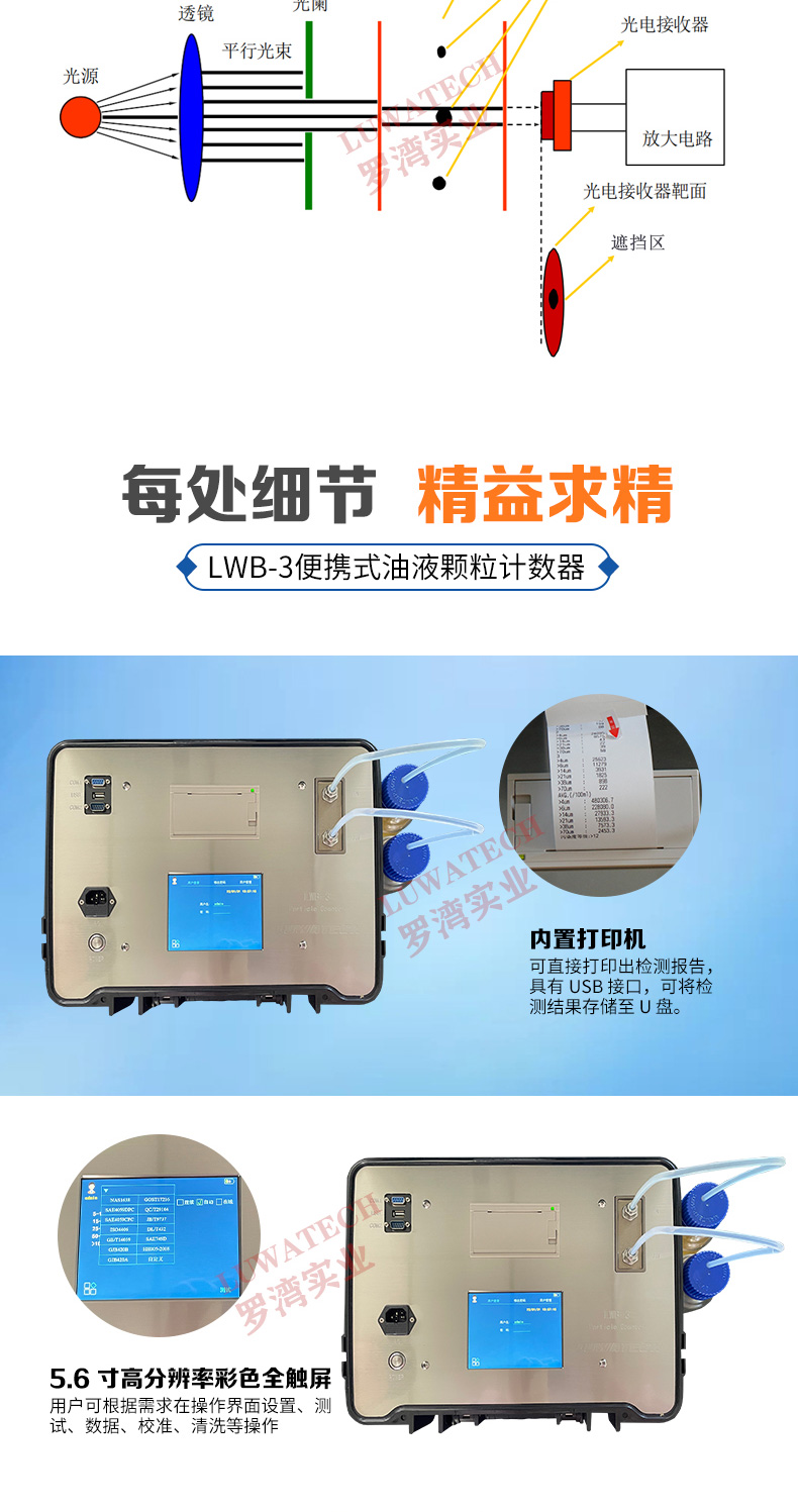 LUWATECH Luowan LWB-3 Portable Particle Counter Hydraulic Oil Cleanliness and Pollution Detection Instrument