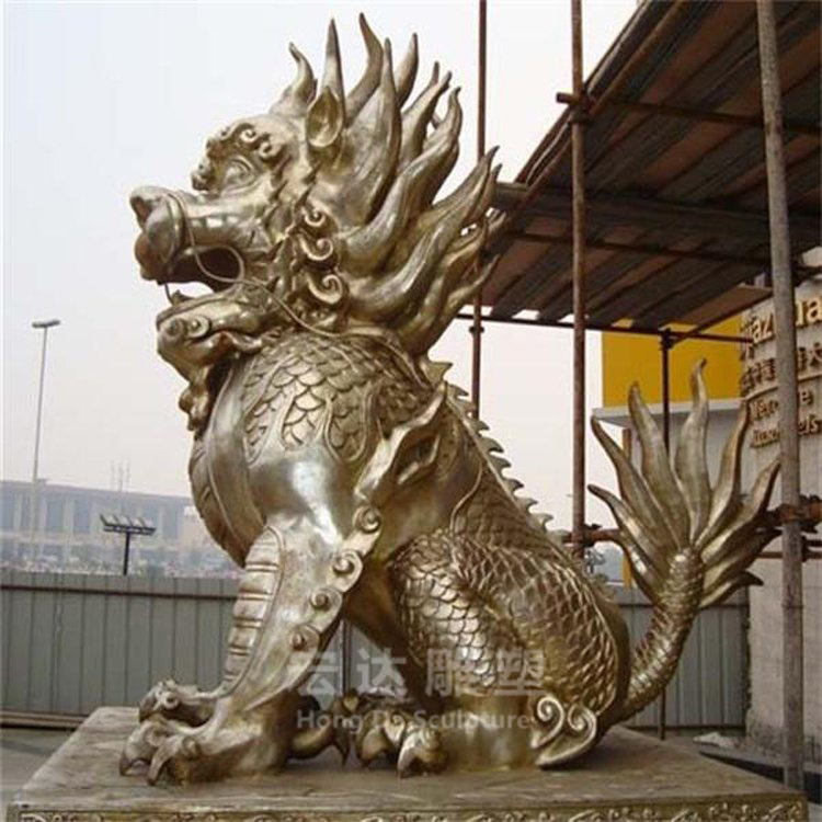 2 meter copper kylin processing doorstep feng shui copper god beast fire kylin customized copper pixiu jie yi