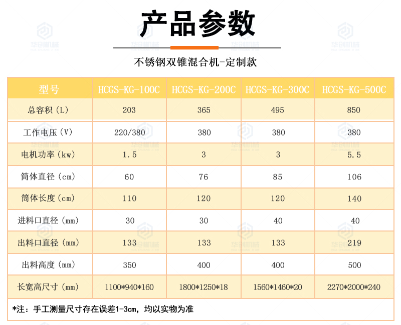 Stainless steel double cone mixer, commercial mixer, chemical particle powder mixer, powder dry powder mixer