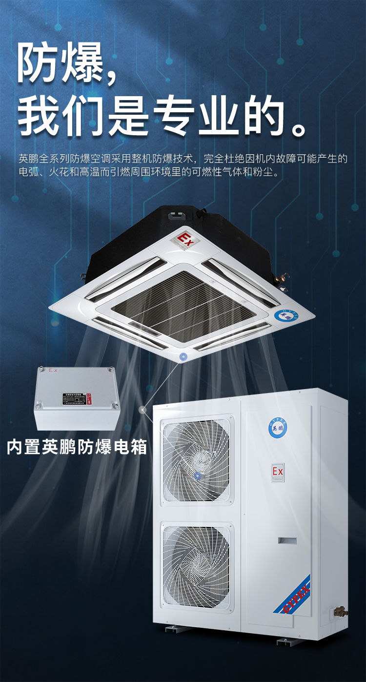 Yingpeng explosion-proof air conditioner 5-piece ceiling mounted explosion-proof central air conditioning chemical plant ceiling mounted 5P/BFKG-12T