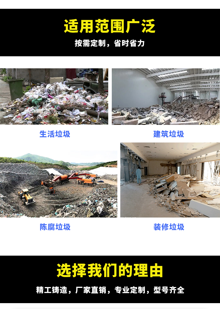 Large household waste bag breaking machine, scrap iron treatment, tearing machine, tire tearing equipment, food bag breaking equipment