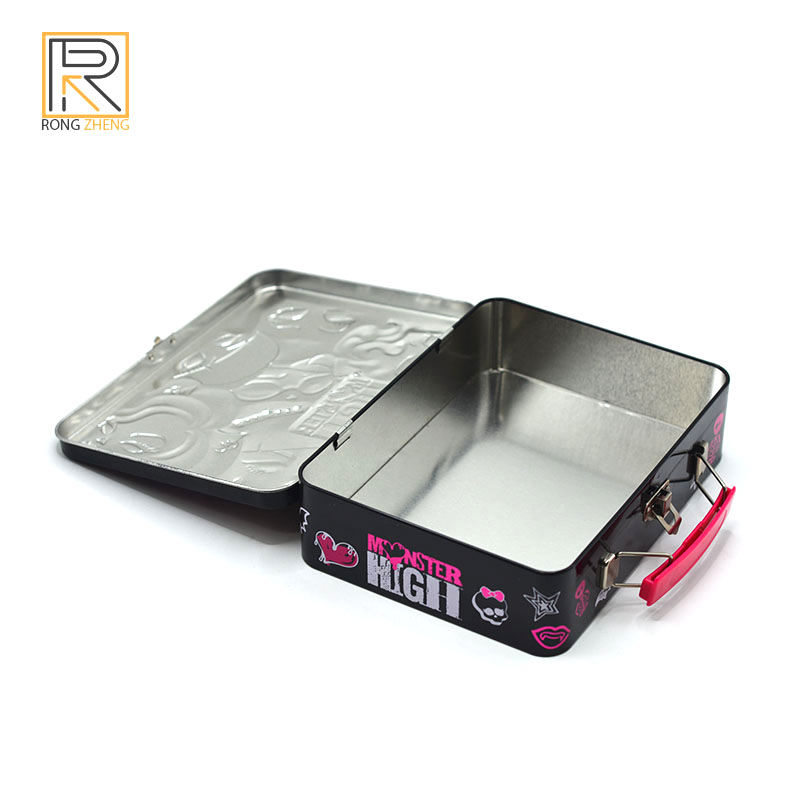 Customized handle iron box, tin wrist box, lunch box, hair accessories storage metal box, rectangular shape