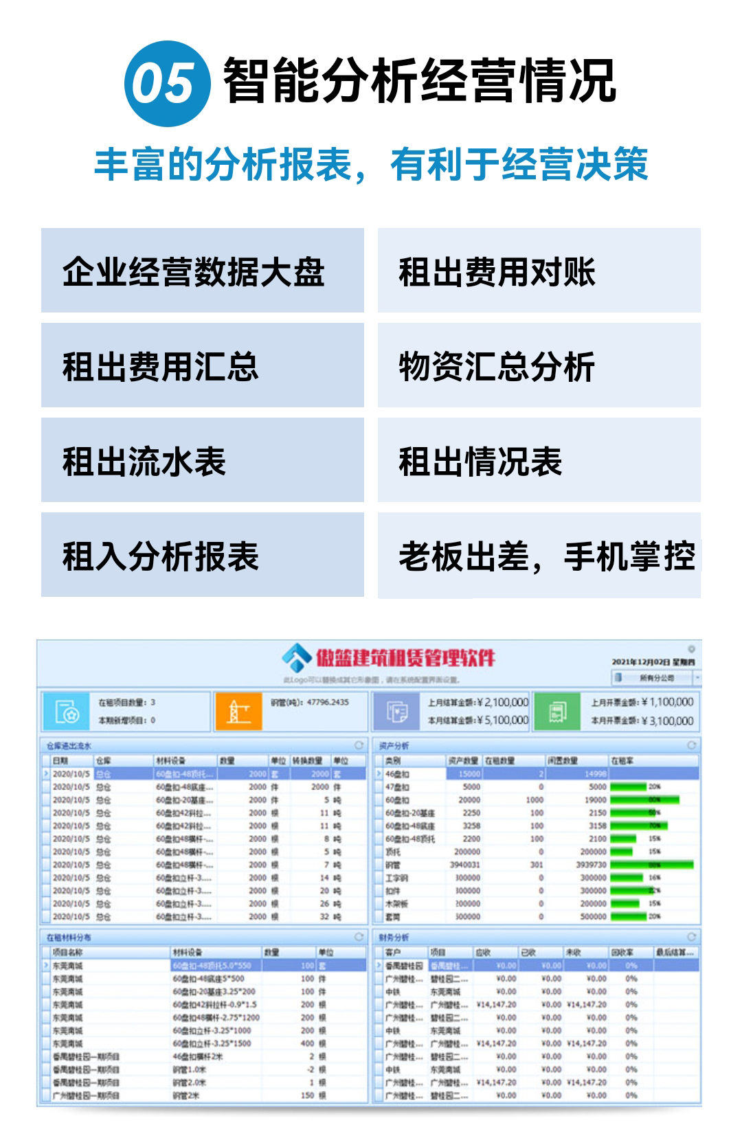 Aolan Steel Pipe Fastener Hand Rack Rental Accounting Management Mobile Office APP System Software