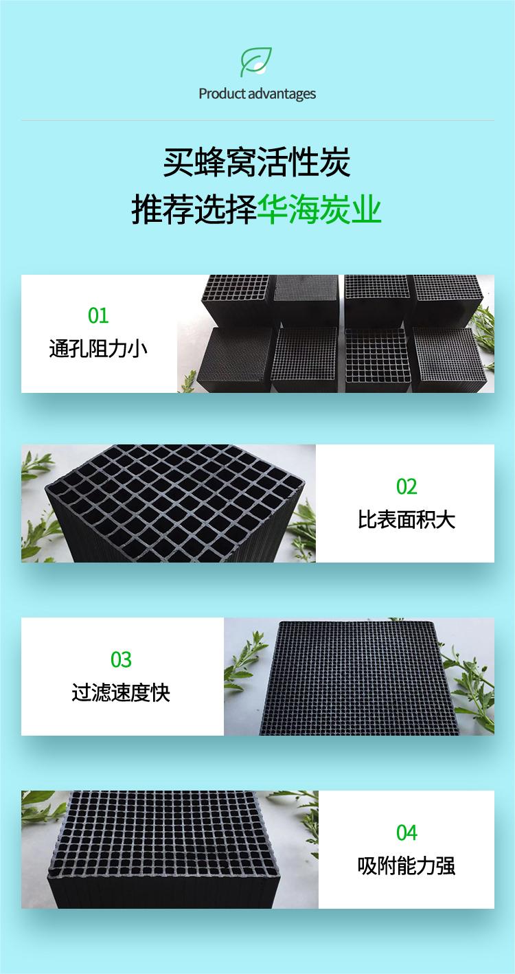 Water resistant honeycomb activated carbon for air purification, water treatment, spray booth adsorption box, honeycomb carbon