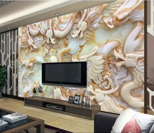 Jade TV Background Wall Anti Jade Carving Crafts Hall Decoration Hotel Villa Decoration