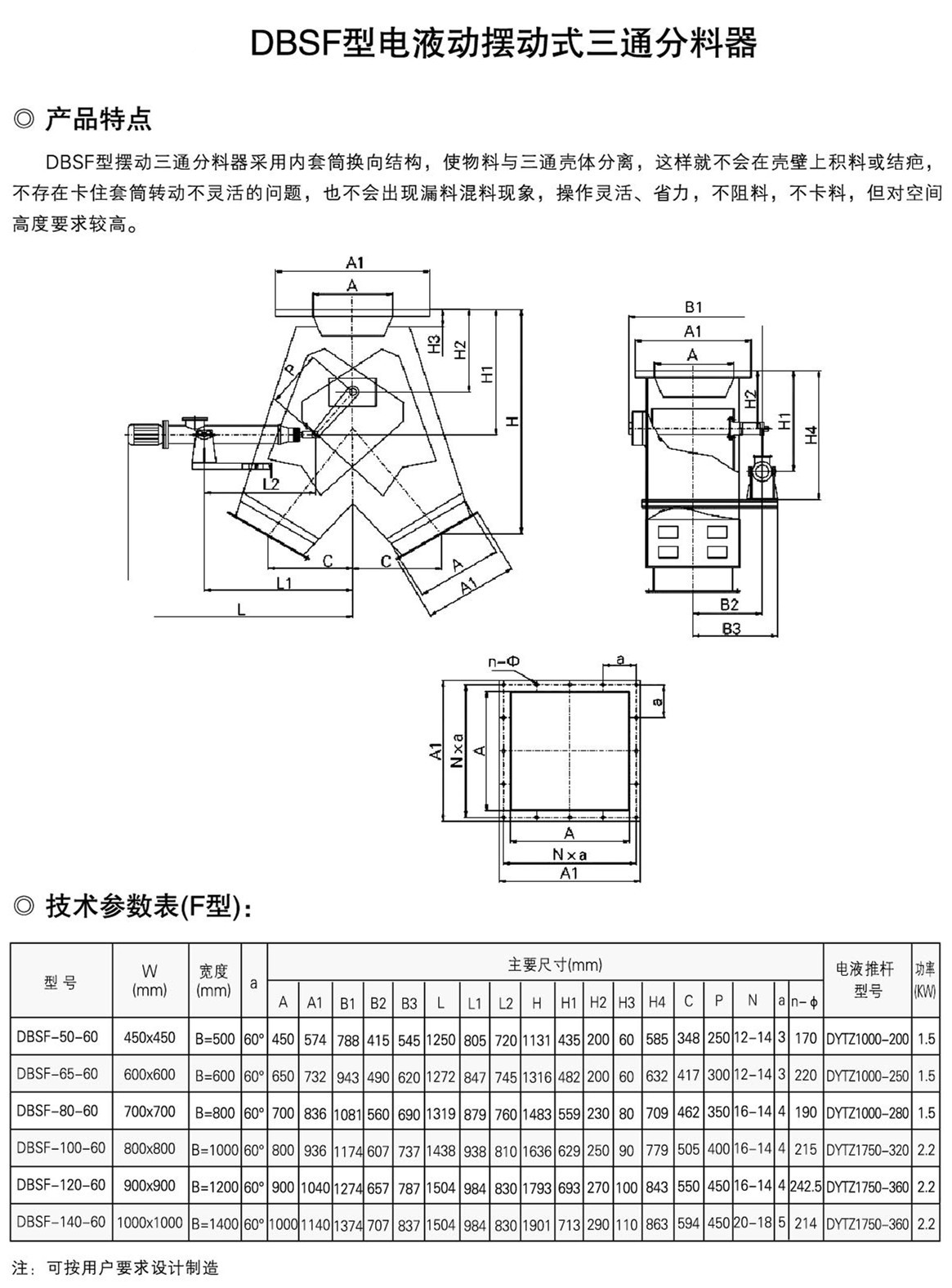 Electrohydraulic three-way distributor DSF-80 metallurgical four-way chute with high strength and not easy to deform