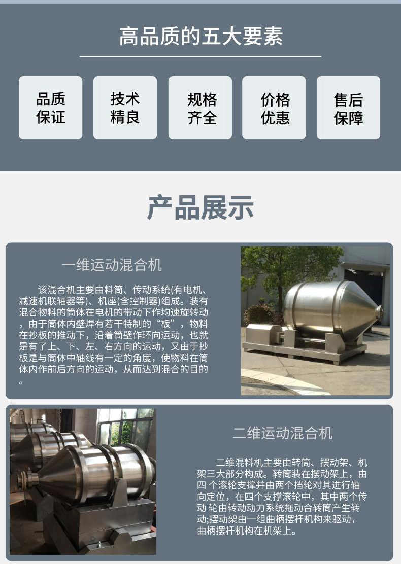 Three dimensional hybrid mixer, multifunctional mixer for chemical raw materials, simple and uniform mixing structure