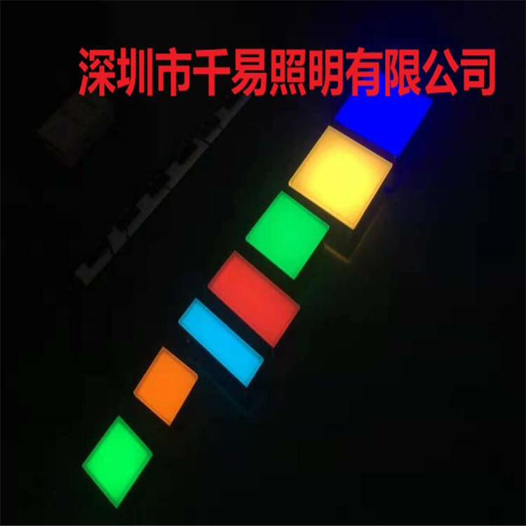 Qianyi Customized LED Luminous Character Linear Floor Tile Lamp Luminous Glass Tile Interactive Floor Tile Screen Shadowless Lamp QY-WY12