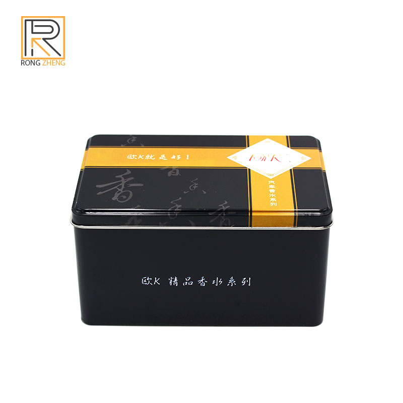 Tinplate rectangular button bottom can perfume cosmetics packaging iron box tea biscuit candy tin packaging