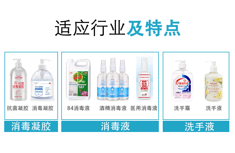 Hand sanitizer filling line, liquid filling machine, fluid cosmetics filling production line, special-shaped bottle filling equipment