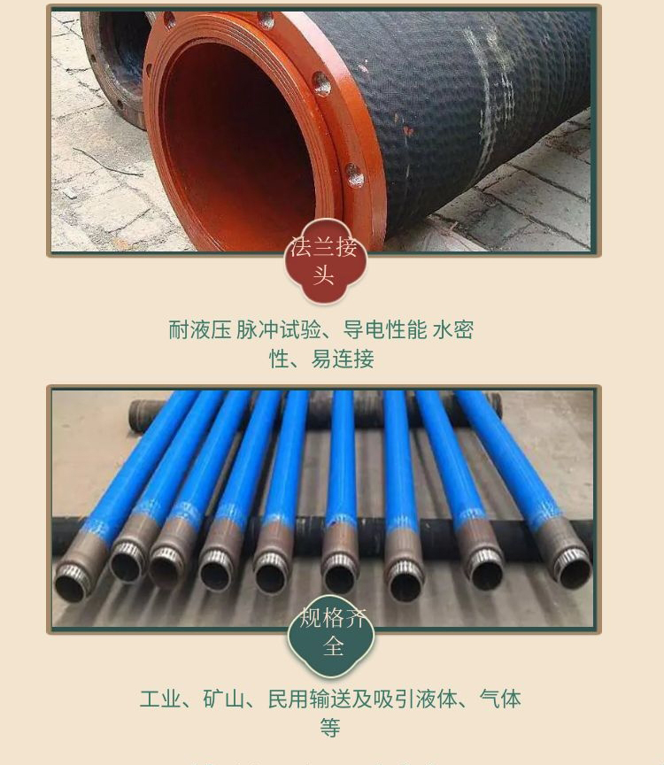 High pressure steel wire hose assembly, large diameter, 3-inch, 4-layer, high pressure mining hose assembly, wear-resistant, Boxin