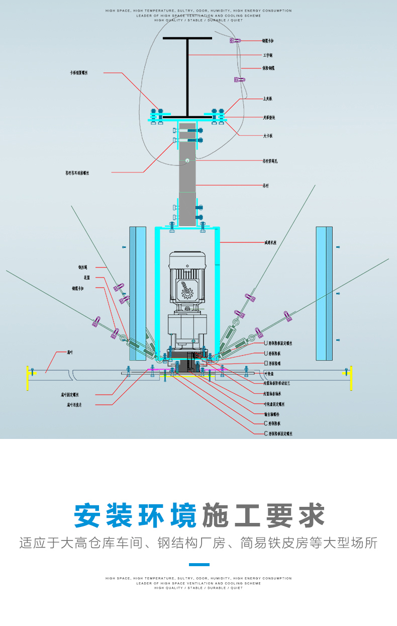 Hengshuanda Industrial Fan Large Equipment Logistics Express Transit Warehouse Cooling Ventilation Ceiling Fan