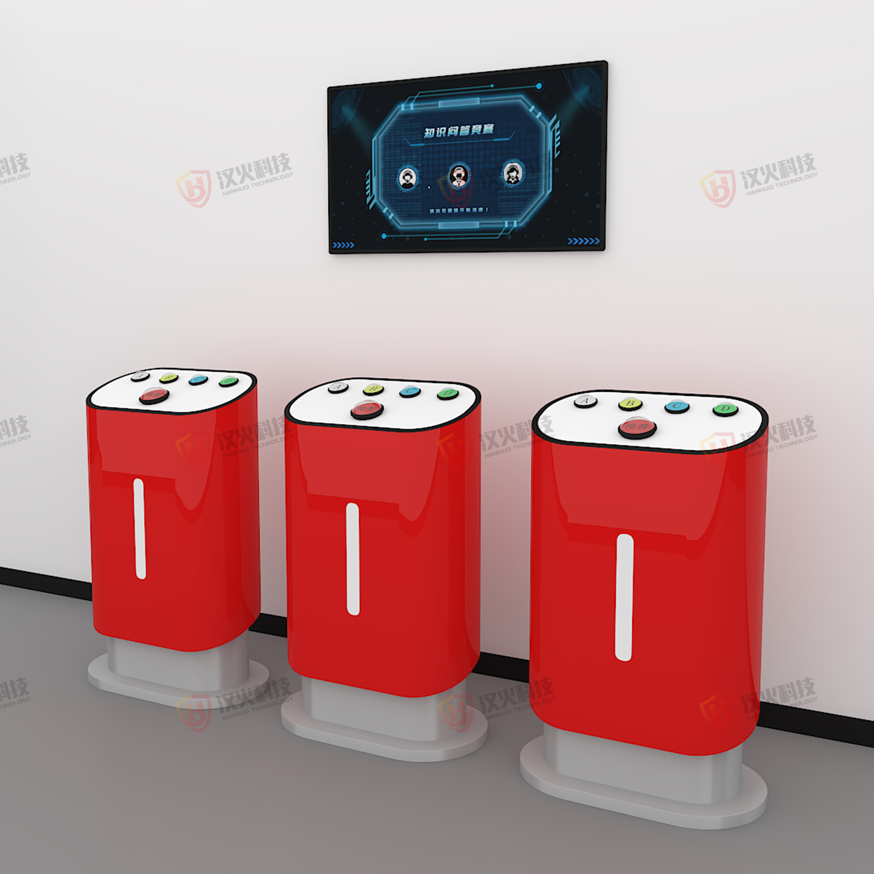 The content of the Hanhuo Technology VR fire knowledge answering platform equipment can also be imported into the customer's customized question bank