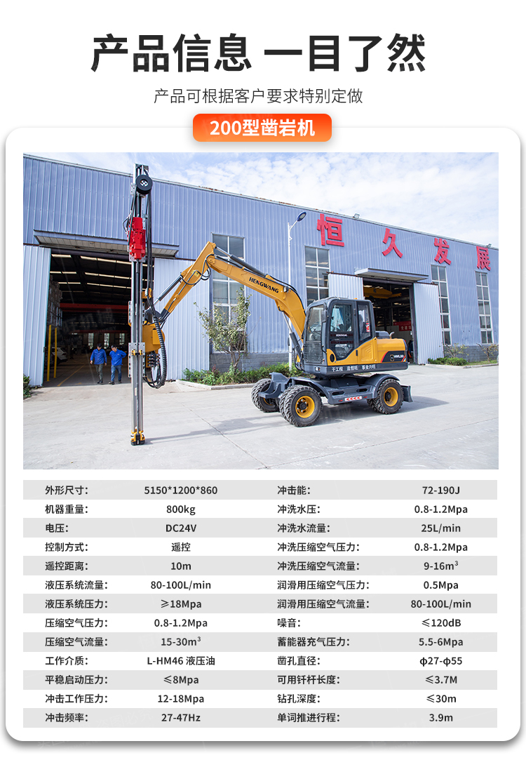 Excavator changed to down-hole drilling machine, rock drilling hook machine, rock drilling machine, manufacturer supports customization