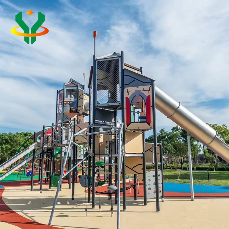 Large outdoor stainless steel slide, non-standard and unpowered slide combination, baby kindergarten playground