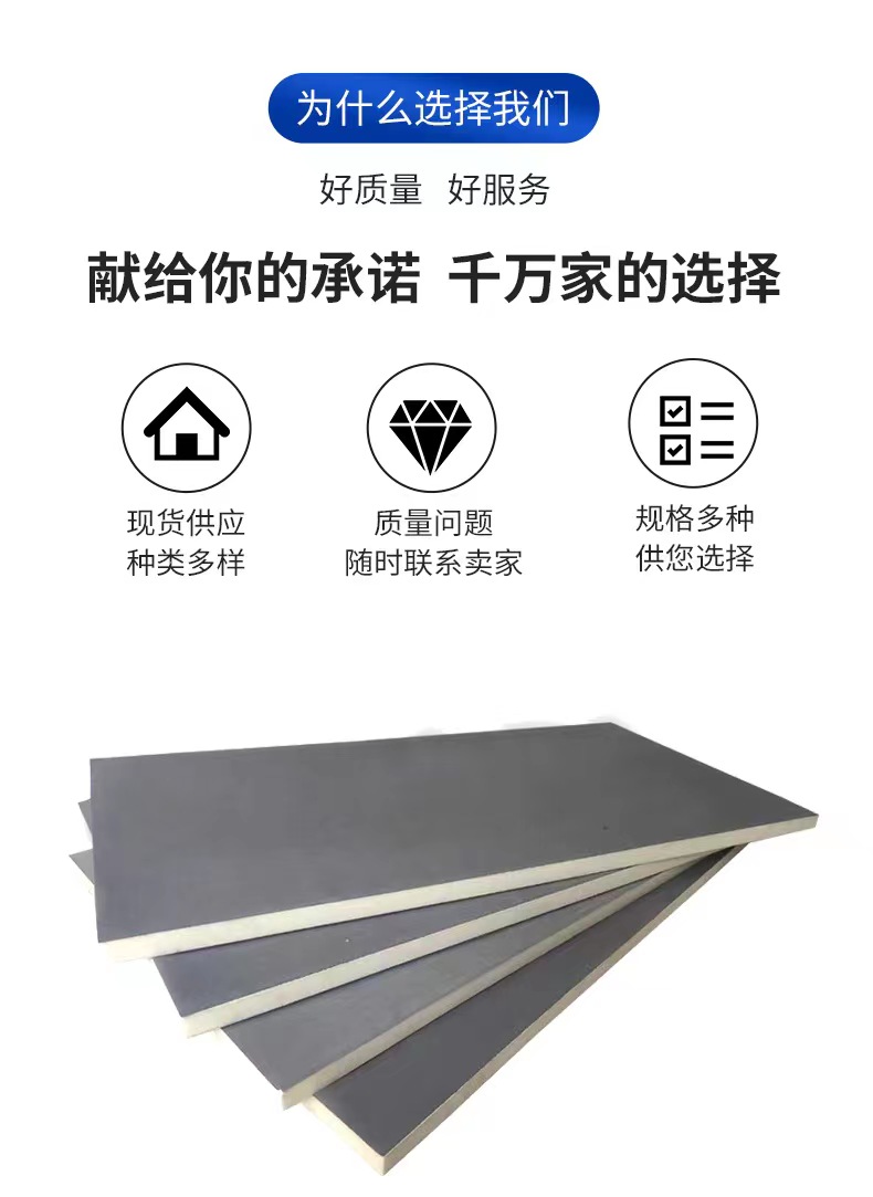 Double sided composite cement mortar paper polyurethane board for exterior wall and roof insulation, integrated PUR board