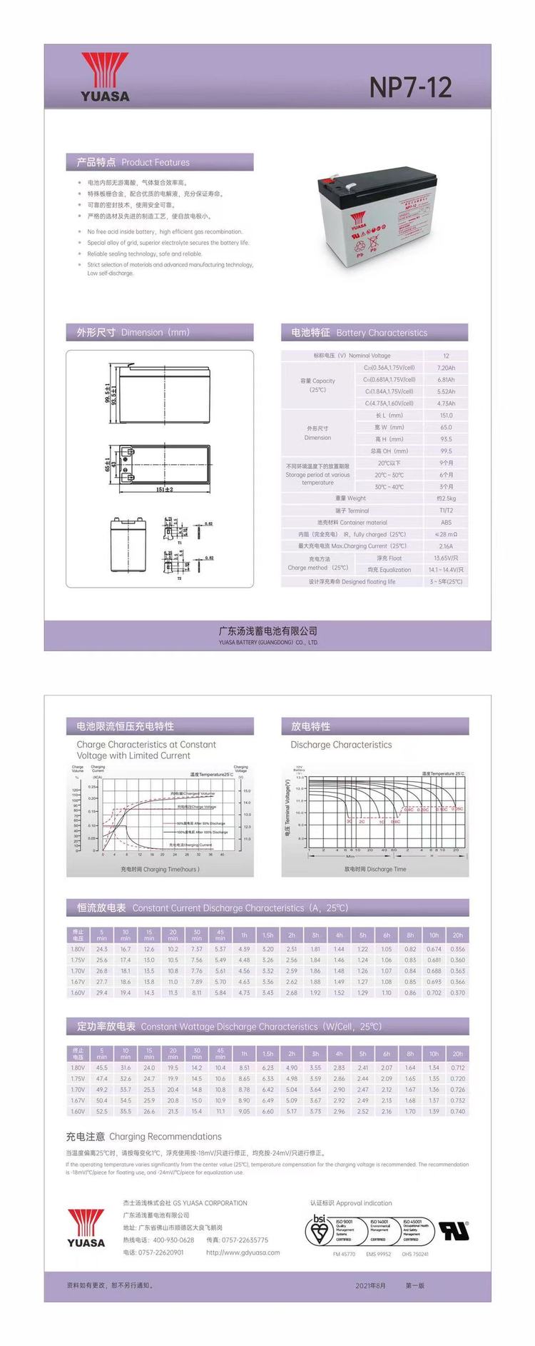 YUASA汤浅蓄电池UXL550-2NFR性能参数2V500AH 直流屏 通信基站 机房UPS电源用 阀控式,铅酸免维护,机房通信基站,应急储能系统,工业蓄电池