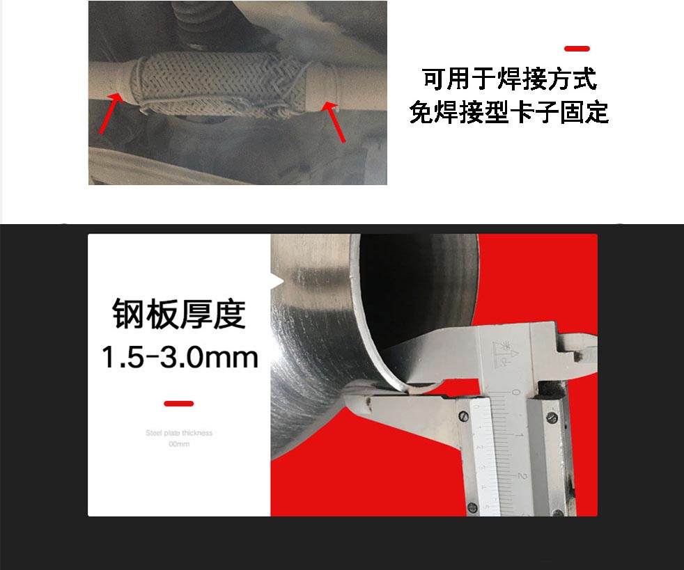 Flexible connection of exhaust pipe, automotive stainless steel braided double layer corrugated pipe, anti vibration