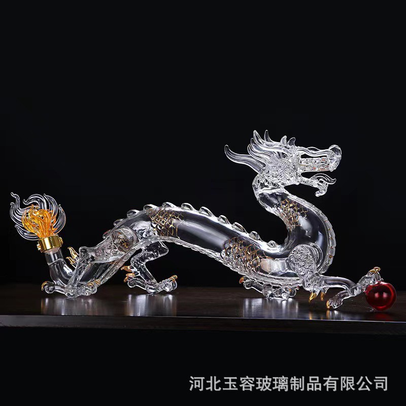 Wholesale dragon type wine bottle whisky wine storage device Baijiu wine distribution sealed wine bottle red wine bottle glass wine