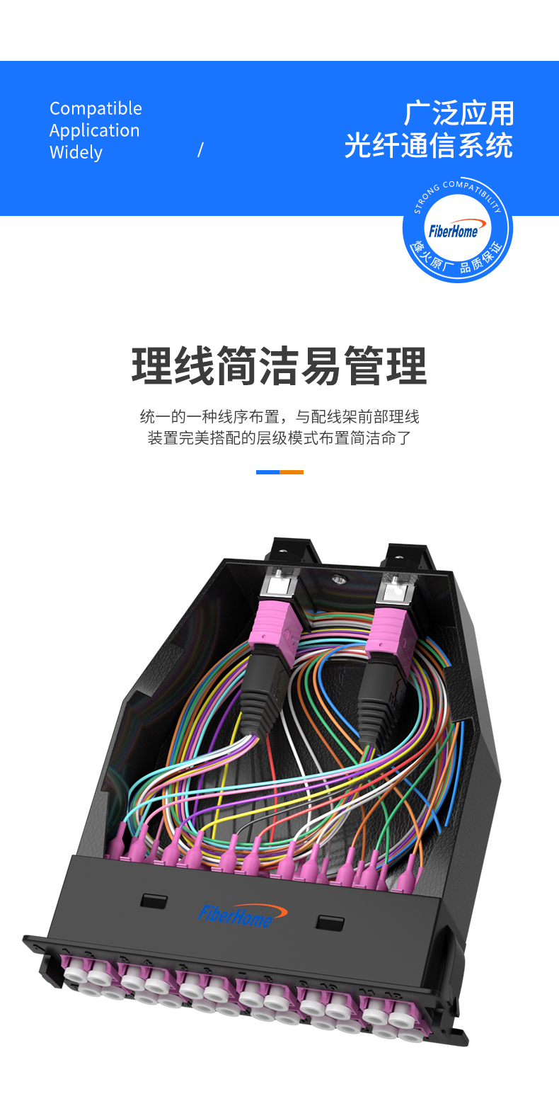 FiberHome MPO adapter box M-end fiber optic distribution frame to multi module 10 Gigabit, distributed by FiberHome Communications